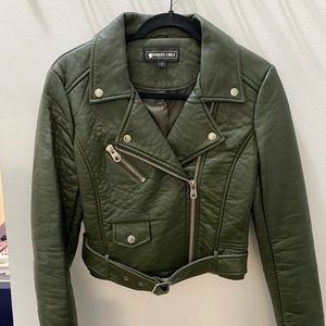 Size Small Members Only Heather Green Vegan Leather Jacket